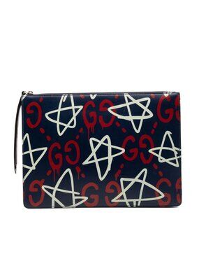 Gucci GG Ghost Clutch Navy Multicolor Leather